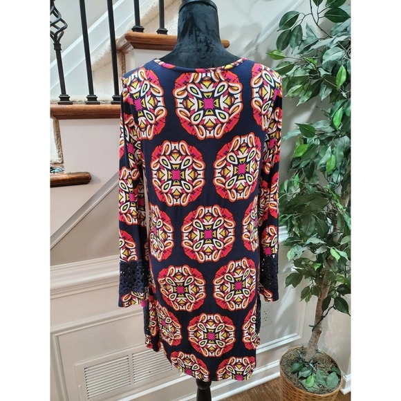 Crown & Ivy Women's Blue Polyester Round Neck Long Sleeve Knee Length Dress S - Picture 7 of 10